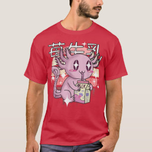 Camiseta Kawaii Axolotl Strawberry Milk Shake Carton Japane