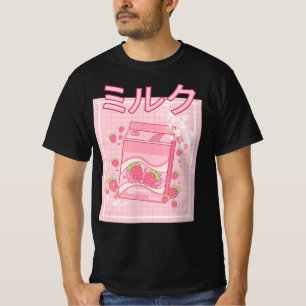 Camiseta Kawaii Axolotl Strawberry Milk Shake Carton Japane