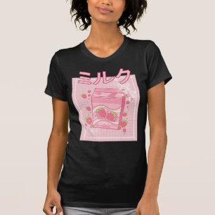 Camiseta Kawaii Axolotl Strawberry Milk Shake Carton Japane