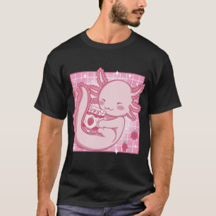 Camiseta Kawaii Axolotl Strawberry Milk Shake Carton Japane