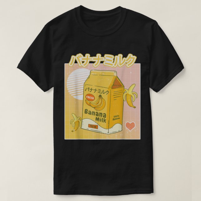 Camiseta Kawaii Banana Milk Japanese Aesthetic Design (Frente do Design)