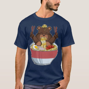 Camiseta Kawaii Bear Japonês Ramen Noodles I Otaku Anime B