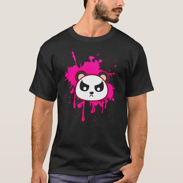 Camiseta Kawaii Bear Pink Goth Punk (Frente)
