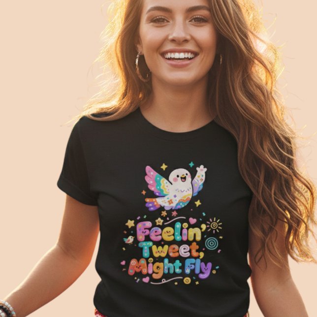 Camiseta Kawaii Bird Feelin' Tweet Might Fly (Criador carregado)