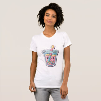 Camiseta Kawaii Blue Boba Tea T-Shirt | Cute Smiling Bubble