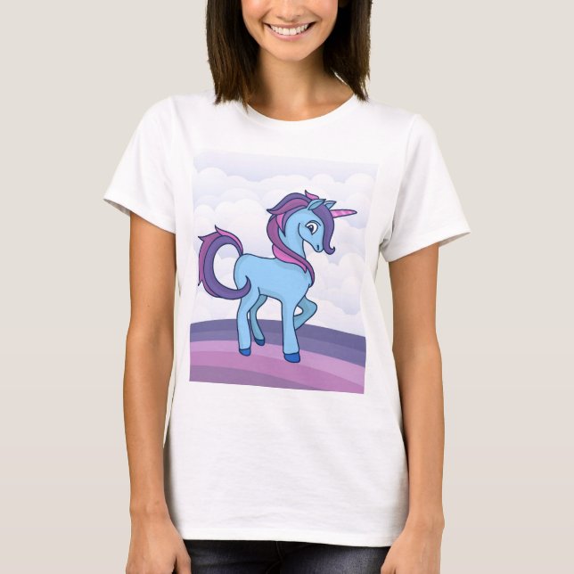 Camiseta Kawaii Blue Unicorn (Frente)