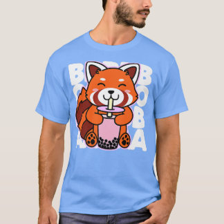 Camiseta Kawaii Boba Cute Anime Red Panda Kawaii Bubble Tea
