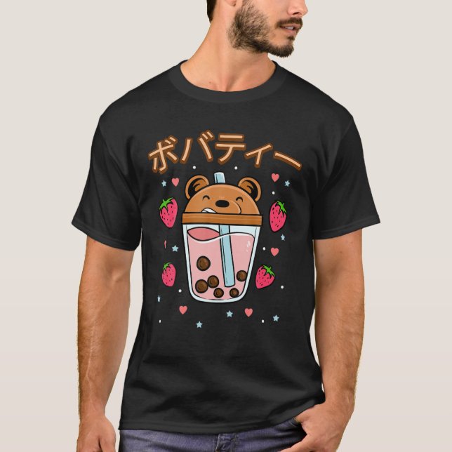 Camiseta Kawaii Boba Cute Anime Tea Beber Kawaii Aestético (Frente)