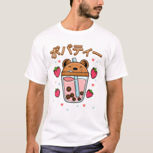Camiseta Kawaii Boba Cute Anime Tea Beber Kawaii Aestético