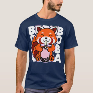 Camiseta Kawaii Boba Cute Red Panda Kawaii Bubble Tea Drin