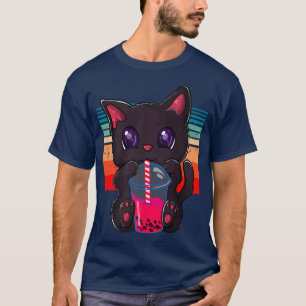 Camiseta Kawaii Boba Tea Cat, Japanese Neko Bubble Tea Funn