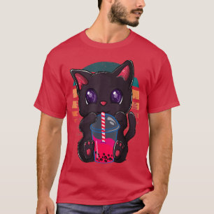 Camiseta Kawaii Boba Tea Cat, Japanese Neko Bubble Tea Funn