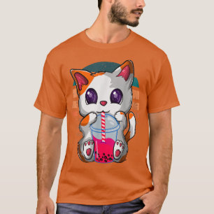 Camiseta Kawaii Boba Tea Cat, Neko Bubble Japonês Tea Funn
