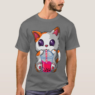 Camiseta Kawaii Boba Tea Cat, Neko Bubble Japonês Tea Funn