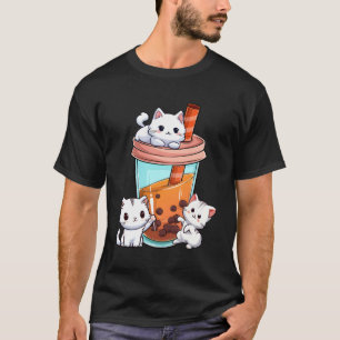 Camiseta Kawaii Boba Tea Cat Neko Bubble Tea Kitten