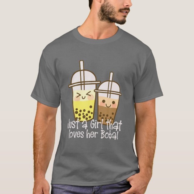 Camiseta Kawaii Boba Tea Roupa Apenas Uma Rapariga Que A Am (Frente)