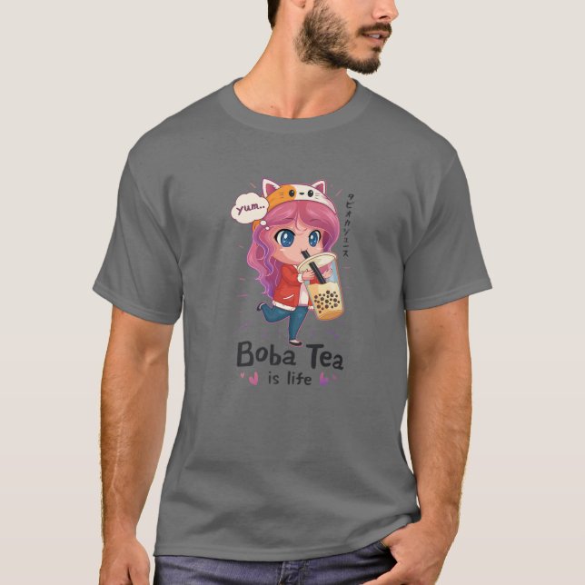 Camiseta Kawaii Bonita Animadora Otaku Japonês Boba Tea Is (Frente)