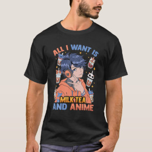 Camiseta Kawaii Bonita - Tudo O Que Quero É Chá De Leite E 