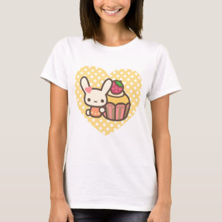 Camiseta Kawaii bonito do rosa da morango do cupcake do