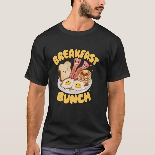 Camiseta Kawaii Breakfast Bunch Pancake Bacon and Eggs (Frente)