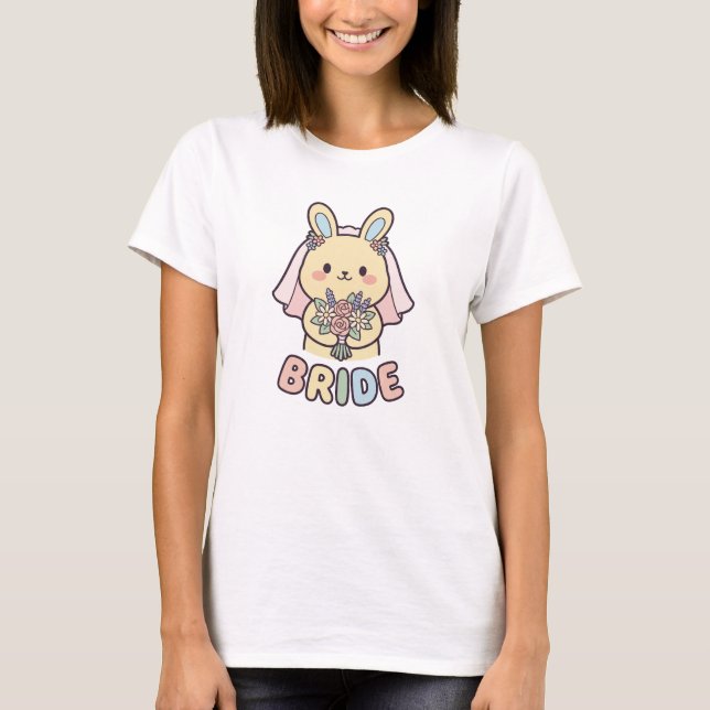 Camiseta Kawaii Bride Bunny Cute Wedding (Frente)