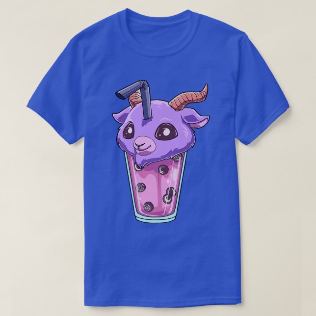 Camiseta Kawaii Bubble Tea Baphomet Funny Boba Tea 1184 (Frente do Design)