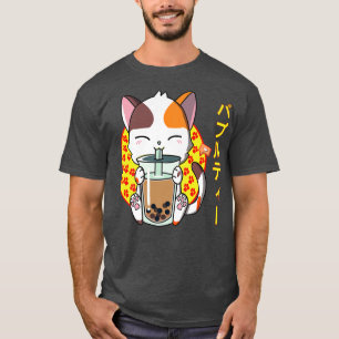 Camiseta Kawaii Bubble Tea Cute Anime Cat Neko Kit Japonês