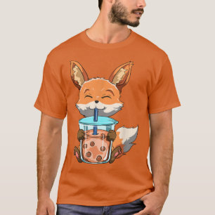 Camiseta Kawaii Bubble Tea Fox Funny Boba Tee T-Shirt
