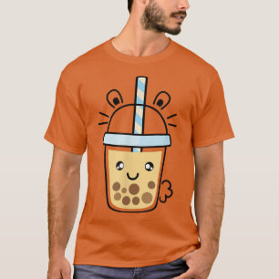 Camiseta Kawaii Bubble Tea Lover Cute Sorrindo Boba Milk Te