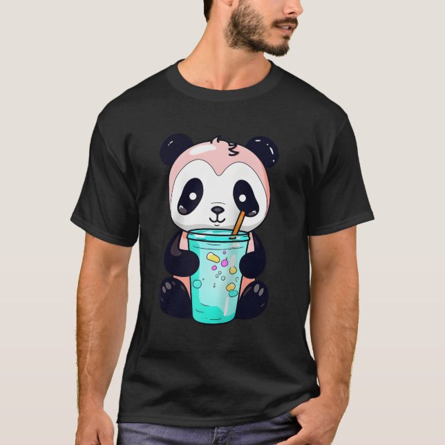 Camiseta Kawaii Bubble Tea Panda Boba-Tea Baseball Japonês (Frente)