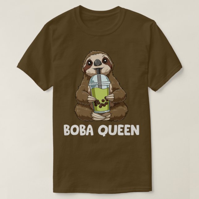 Camiseta Kawaii Bubble Tea Queen - Sloth Boba Tea 1202 (Frente do Design)