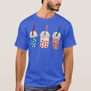 Camiseta Kawaii Bubble Tea Red White Blue Bandeira American