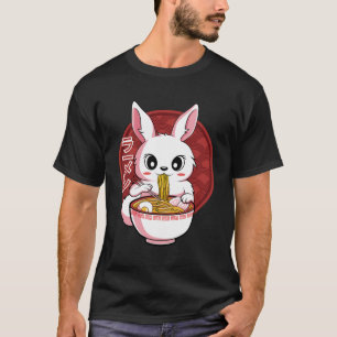 Camiseta Kawaii Bunny Anime Ramen Japonês Noodles Coelho L