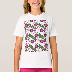 Camiseta Kawaii Bunny da Primavera: Floral Roxa Vibrante Ma