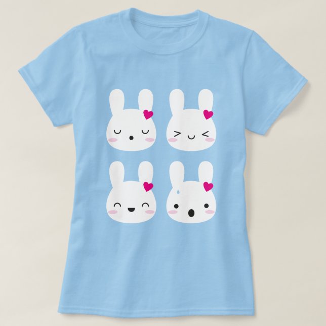 Camiseta Kawaii Bunny Emoções (Frente do Design)