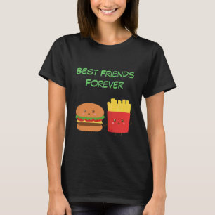 Camiseta Kawaii Burger e Fritas que são Melhores Amigos