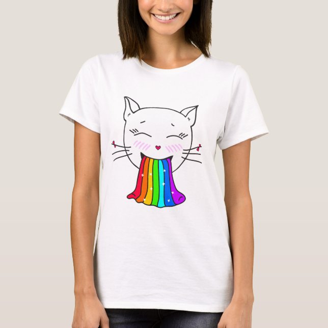 Camiseta Kawaii! Camiseta. Gato sorridente personalizado da (Frente)