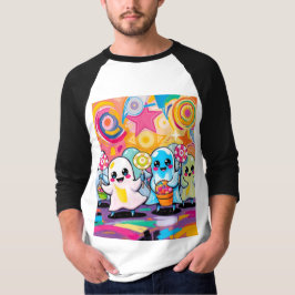 Camiseta Kawaii Candy Parade Cartoon Colorido
