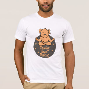 Camiseta Kawaii, cão marrom praticar yoga poses e pensar