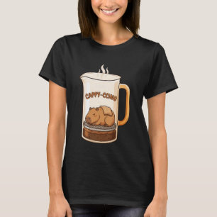 Camiseta Kawaii Capivara Dormente Café Cappy-ccino Francês