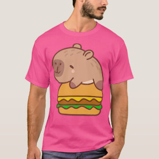 Camiseta Kawaii Capybara Em Uma Design De Burger