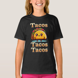 Camiseta Kawaii Cartoon Tacos