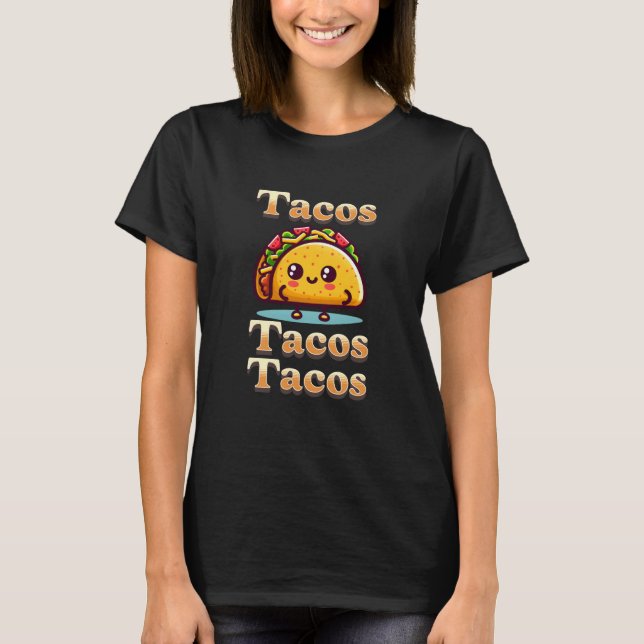Camiseta Kawaii Cartoon Tacos (Frente)
