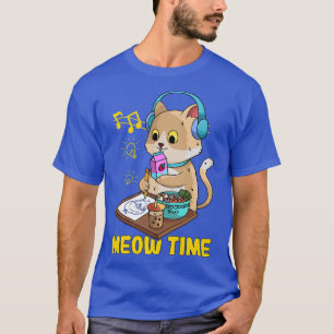 Camiseta Kawaii Cat ama Ramen Bubble Tea Music e Manga