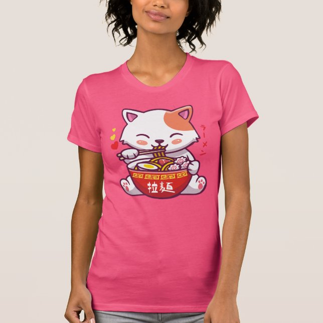 Camiseta Kawaii Cat ama Ramen | Marinheiros Gatinhos (Frente)