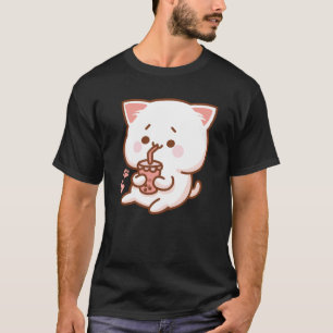 Camiseta Kawaii Cat Bebendo Boba Tea
