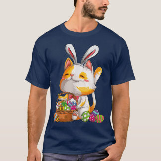 Camiseta Kawaii Cat Bunny Felz pascoa Day