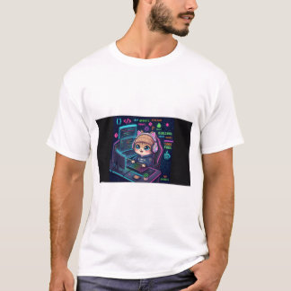Camiseta Kawaii Cat Coder | Programadora Neon Fofa