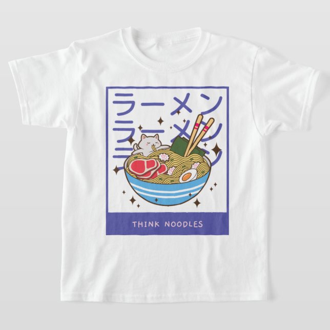 Camiseta Kawaii Cat Comendo Espaguete 40 (Postura )