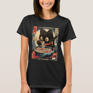 Camiseta Kawaii Cat Comendo Ramen Noodles Anime Gift Girls 